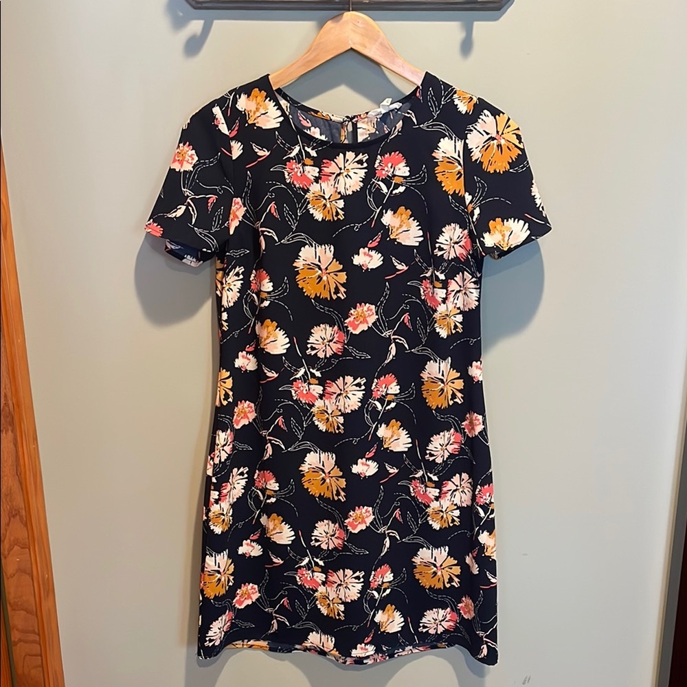 Maurices Orange and Pink Sheath Dress with Peter Pan Collar
